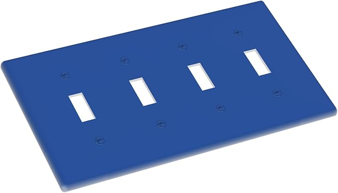 Blue 4 Gang Quad Toggle Light Switch Cover Decorative Electric Decorative Quadruple Device Switch Face Wall Plate Screwless