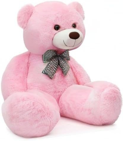 MorisMos Pink Giant Teddy Bear 4 Feet, Lovely 47inch Classic Stuffed Animals Plush, Daughter Girlfriend Birthday Gift for Lover, Party Favor