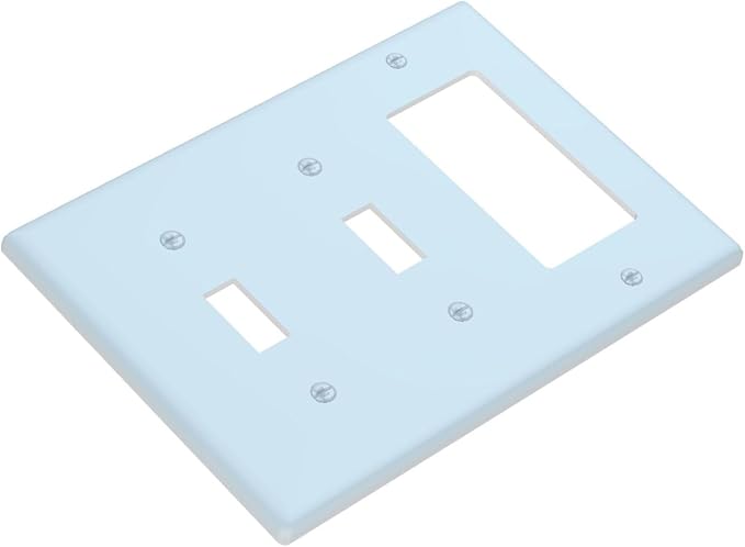 Aqua/Teal 3 Gang 2 Toggle 1 Rocker/GFCI/Decorator Combination Light Switch Plate Decorative Triple Toggle Wall Plate Cover Electrical Switch Face Plate