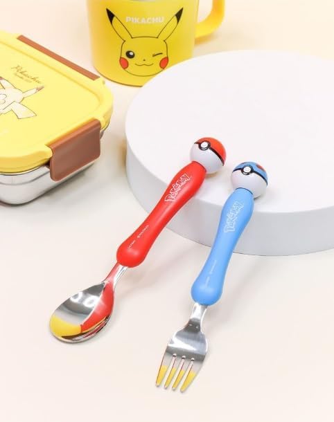 Pikachu Stainless Steel Fork and Spoon Set, Ball Style
