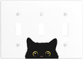 Cute Cat Black Light Switch Cover Plates Decorative Triple Toggle Wall Plate, 3 Gang Lightswitch Cover