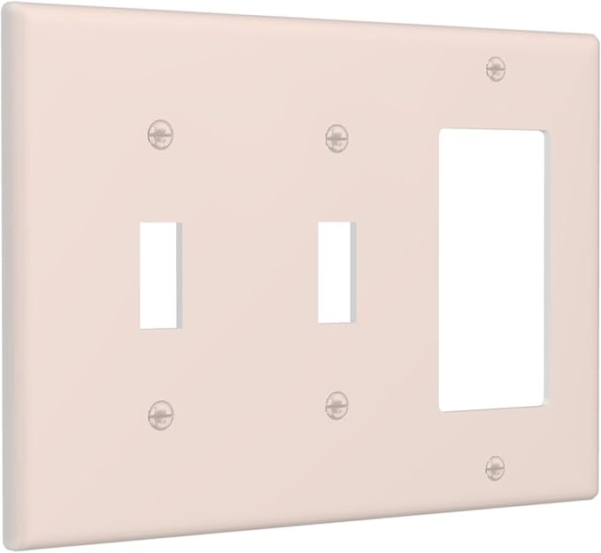 Beige 3 Gang 2 Toggle 1 Rocker/GFCI/Decorator Combination Light Switch Plate Decorative Triple Toggle Wall Plate Cover Electrical Switch Face Plate
