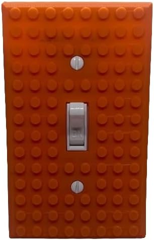 Brick Wall Plate, Single Toggle Light Switch Cover for Kids Bedroom, Game Room, 1-Gang (Orange)
