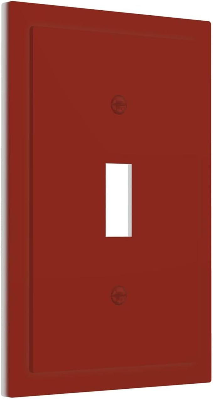 Decorative Solid Maroon Red Toggle 1-Gang Toggle Light Switch Cover, Colored/Color Thick Grape Wine Red Brown Single Electrical Device Switch Face Wall Plate One Gang