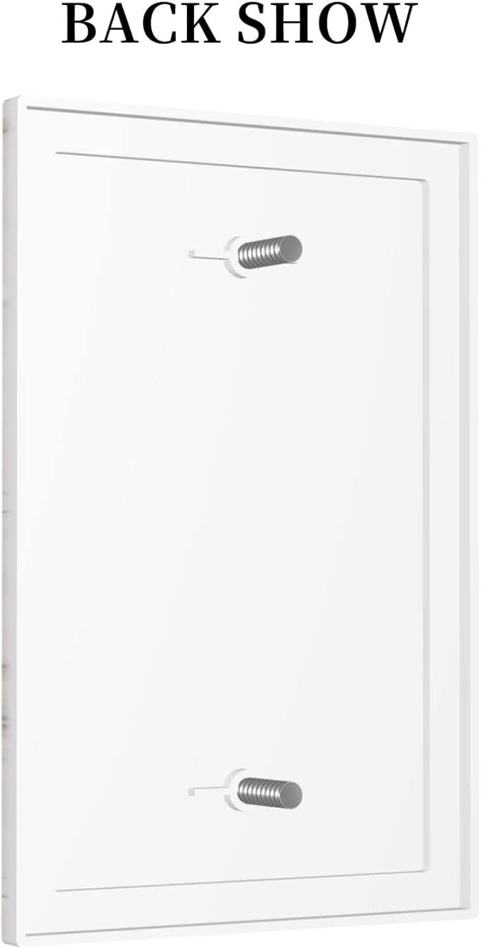 White Grey Wood 1 Gang Light Switch Cover No Decive Blank Wall Plate Decorative for Teen Kids Boys Bathroom Home Bedroom Art Panel Decorate 5" x 3