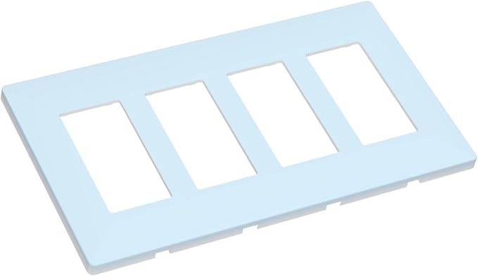 Aqua/Teal 4 Gang Quad Rocker/GFCI/Decorator Light Switch Cover Plate Decorative Electric Faceplate Decorative Switchplate Screwless