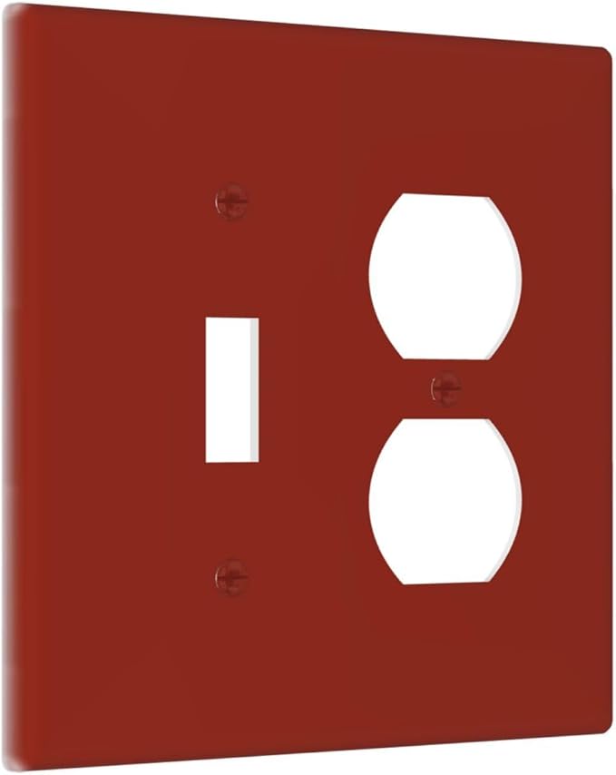 Brown 2 Gang Single Toggle/Duplex Combo Outlet Light Switch Cover, Combo 1-Toggle 1-Dimmer Decorator Wall Plate Electrical Faceplate
