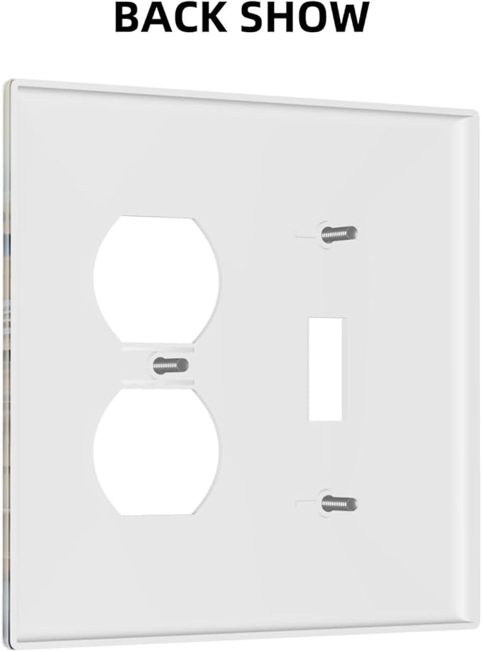 Decorative Art Light Switch Covers Blue and Creamy Floral 2 Gang Single Toggle Duplex Combination Electrical Faceplate Switchplate Wall Plate for Home Decor