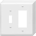 ZEFTV Decorator/Toggle Switch Wall Plates 2-Gang Switch Outlet Electrical Cover Plate Unbreakable Thermoplastic Faceplate for Light Receptacle Outlet Switch, White (4 Pack)