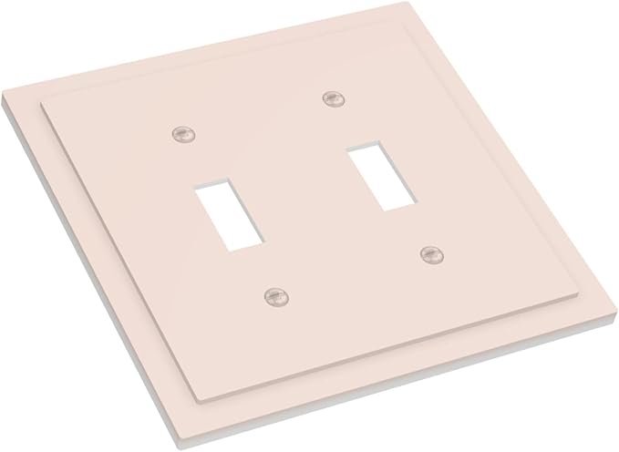 Decorative Solid Yellow Beige 2 Gang Toggle Light Switch Face Wallplate Cover, Thick Tan/Cream Electrical Double Device Decorator Switch Wall Plate Outlet Covers