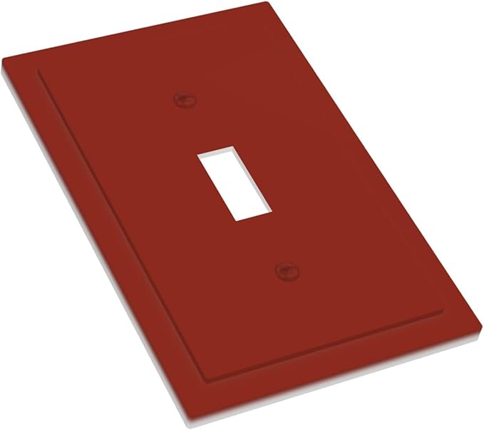 Decorative Solid Maroon Red Toggle 1-Gang Toggle Light Switch Cover, Colored/Color Thick Grape Wine Red Brown Single Electrical Device Switch Face Wall Plate One Gang