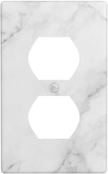 White Marble Pattern Electrical Outlet Cover Decorative Wall Plate Single Duplex Art Print Faceplate for Bedroom Kitchen Kids Room Decor 4.5" X 2.76"