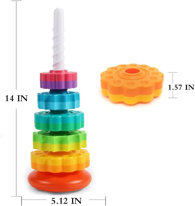 LBAIBB (1 PCS Spinning Stacking Toy,Spin Toy for Toddlers 1-3,Sensory Toys for Toddlers 1-3,Rainbow Spin Tower,Autism Spin Stack Toys,Suitable for Gifts for Boys and Girl