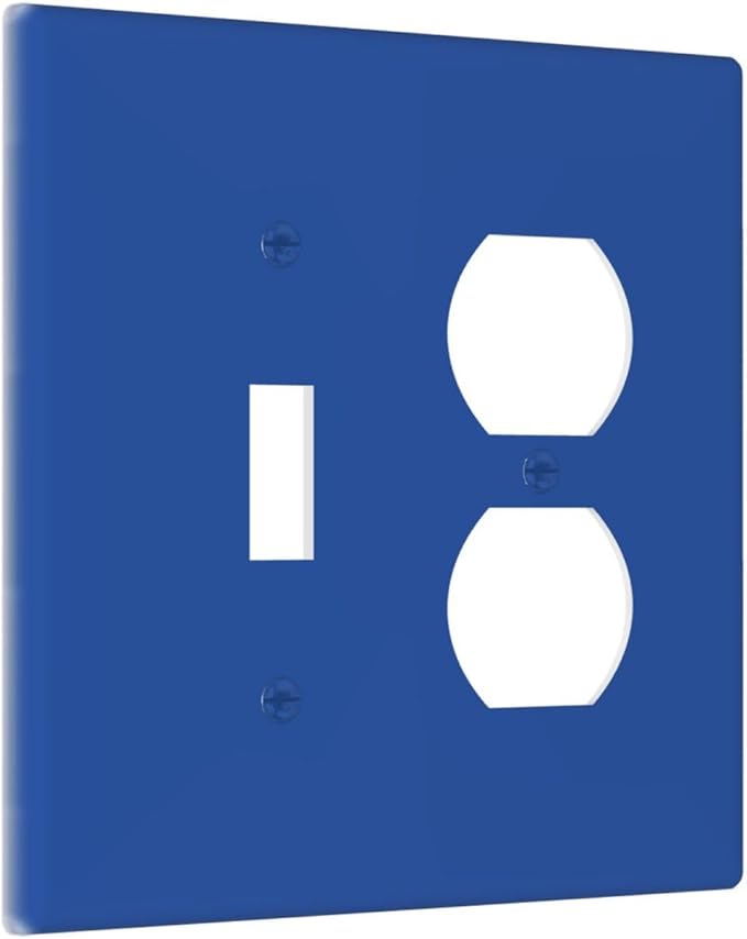 Blue 2 Gang Single Toggle/Duplex Combo Outlet Light Switch Cover, Combo 1-Toggle 1-Dimmer Decorator Wall Plate Electrical Faceplate
