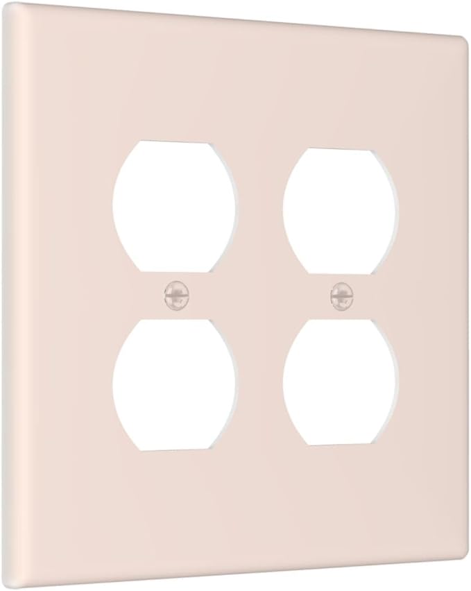 Beige 2 Gang Double Duplex Receptacle Combo Outlet Light Switch Cover Wall Plate Electrical Faceplate Decorative Dual Device Switchplate