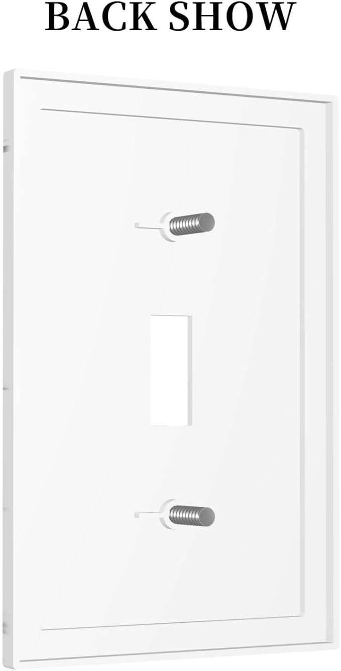 Luxurious White Marble Abstract Print Decorative Light Switch Cover 1 Gang Single Toggle Device Electrical Faceplate Switchplates Decorator Outlet Wall Plate for Bathroom Kitchen Bedroom Decor