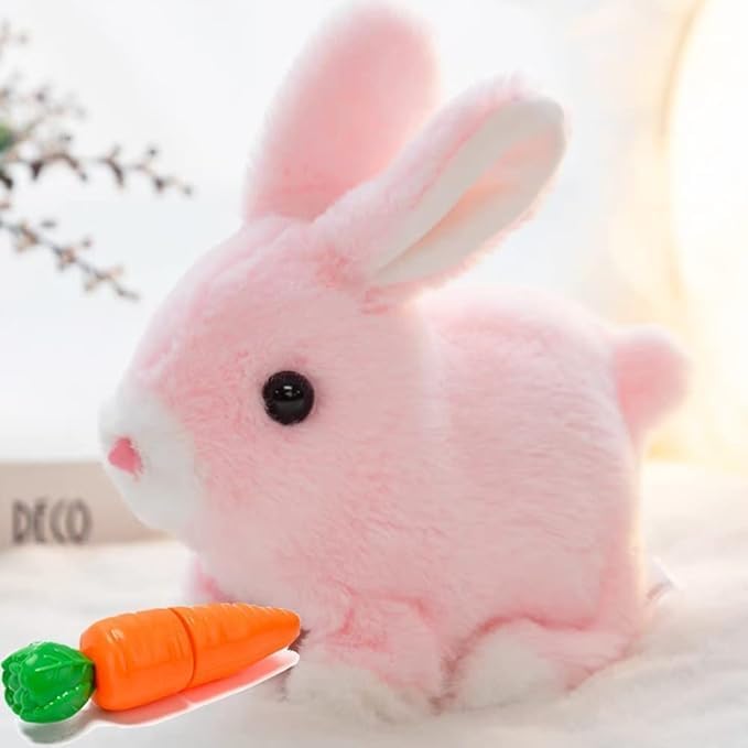 SUQ My Realistic Bunny Toy Interactive Realistic Stuffed Bunny with Moving Ears & Nose, Lifelike Rabbit Plush Toy for Kids Girls Boys Easter Birthday Gift