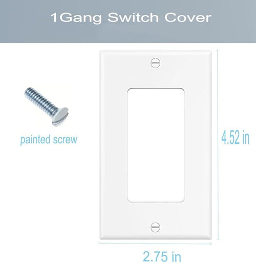1-Gang Switch Outlet Wall Plate Cover Single Decorator Electrical Faceplate for Light Switch, Receptacle, Dimmers, USB Outlet, GFCI, White (20-Pack)