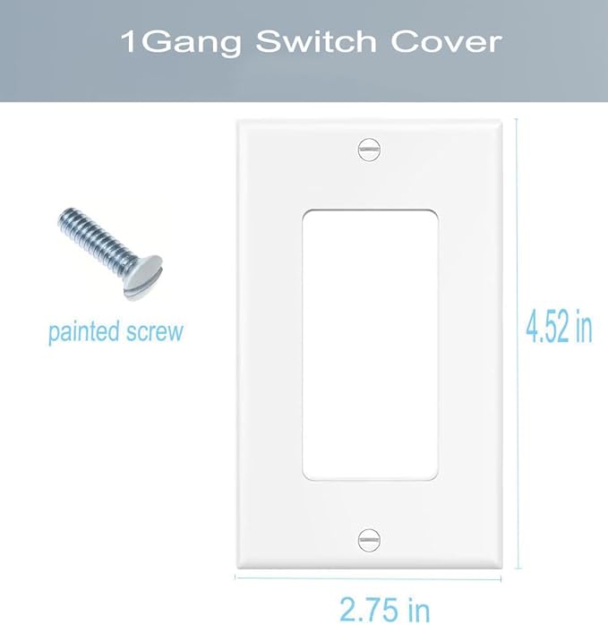1-Gang Switch Outlet Wall Plate Cover Single Decorator Electrical Faceplate for Light Switch, Receptacle, Dimmers, USB Outlet, GFCI, White (10-Pack)