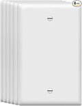 ZEFTV Mid-Size Blank Wall Plates 1-Gang 4.89" x 3.12" blank Switch Outlet Electrical Cover Plate Unbreakable Thermoplastic Faceplate for Light Receptacle Outlet Switch, White (6 Pack)