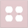 Cute Pink 2 Gang Double Duplex Receptacle Combo Outlet Light Switch Cover Solid Color Woman Girl Girly Wall Plate Electrical Faceplate Decorative Dual Device Switchplate