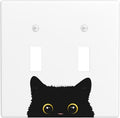 Cute Cat Black Double Light Switch Cover Plates Decorative 2 Gang Wall Plate Double Toggle Lightswitch Cover