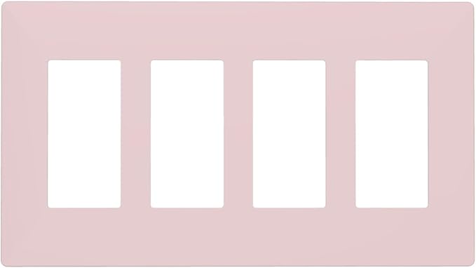 Rose Purple Pink 4 Gang Quad Rocker/GFCI/Decorator Light Switch Cover Plate Decorative Electric Faceplate Decorative Switchplate Screwless