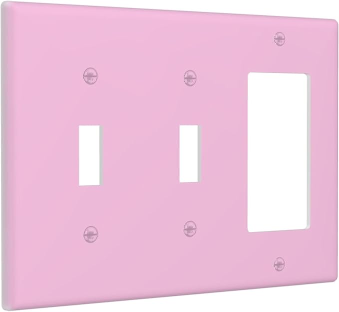 Light/Pale Purple 3-Gang Combination 2 Toggle 1 Decorator Light Switch Cover Decorative Cute Fashion Lavender Triple Combo Toggle Electrical Switchplate Wallplate Faceplate