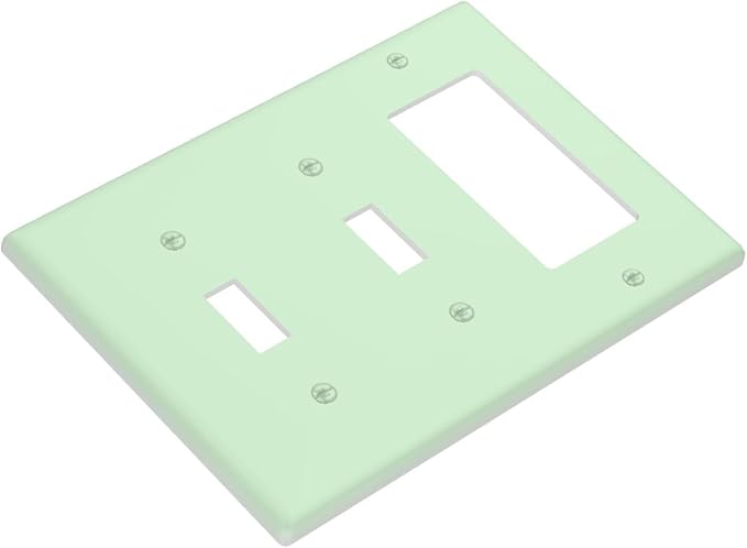 Green 3 Gang 2 Toggle 1 Rocker/GFCI/Decorator Combination Light Switch Plate Decorative Triple Toggle Wall Plate Cover Electrical Switch Face Plate