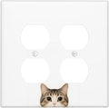 Cat Double Duplex Receptacle Outlet Cover Wall Plate Decorative 2 Gang Light Switch Covers Electrical Switchplate Home Decorate Faceplat for Bathroom Bedroom Kitchen Room 4.5 x 4.5 Inch