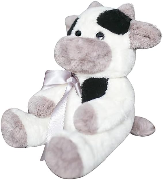 uoozii Warmable Cow Stuffed Animal - Microwavable 12" | 2 Pounds Unscented Weighted Stuffed Animals Non-Shedding Cow Plush Coolable & Heatable Warm Gifts for Kids & Adults