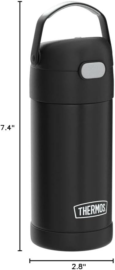 THERMOS FUNTAINER 16 Ounce Stainless Steel Vacuum Insulated Bottle with Wide Spout Lid,Black Matte,(Pack of 6)