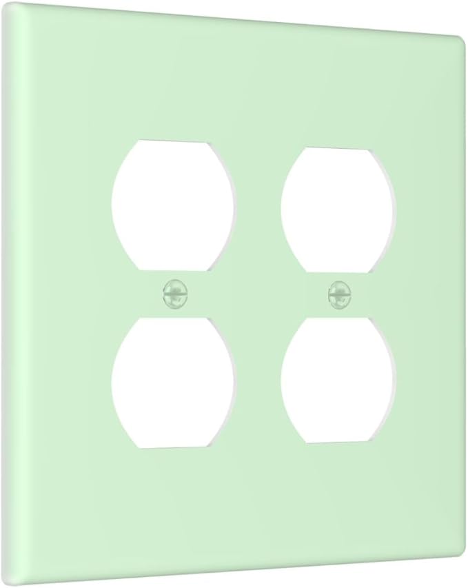 Green 2 Gang Double Duplex Receptacle Combo Outlet Light Switch Cover Wall Plate Electrical Faceplate Decorative Dual Device Switchplate
