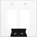 Cute Cat Black Double Gang Rocker Decorative Light Switch Cover, 2-Gang Wall Plate Outlet Cover