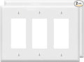 ZEFTV Decorator Wall Plates 3-Gang Switch Outlet Electrical Cover Plate Unbreakable Thermoplastic Faceplate for Light Receptacle Outlet Switch, White (2 Pack)