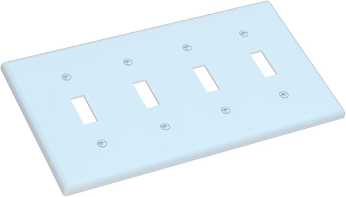 Aqua/Teal 4 Gang Quad Toggle Light Switch Cover Decorative Electric Decorative Quadruple Device Switch Face Wall Plate Screwless
