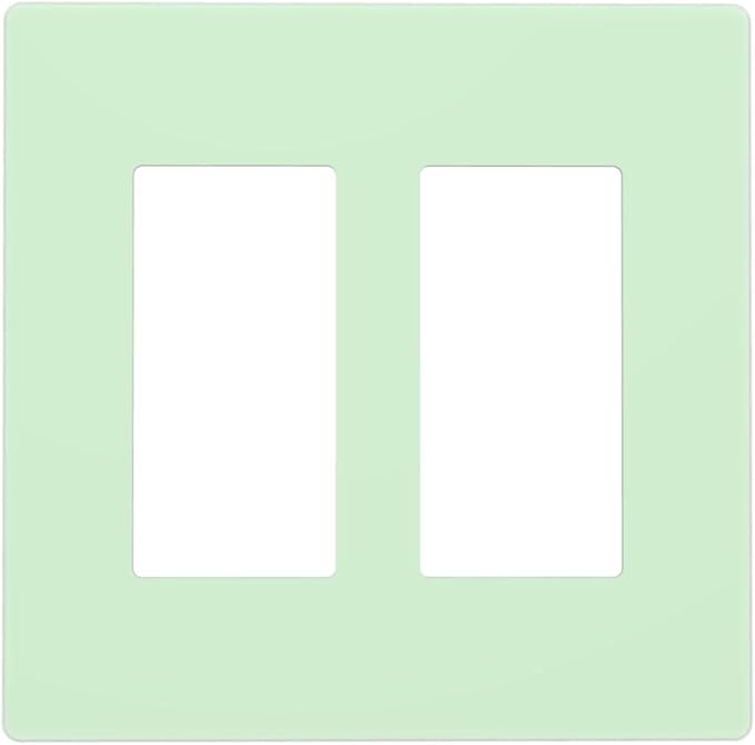 Green 2 Gang Double GFCI Decorator Rocker/decorator Light Switch Cover Decorative Outlet Wall Plate Electrical Faceplate Screwless