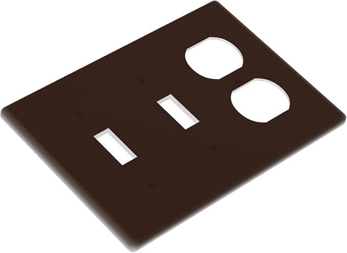 Coffee Brown 3 Gang 2 Toggle 1 Duplex Combination Light Switch Plate Decorative Triple Toggle Wall Plate Cover Electrical Faceplate Switch Face Plate