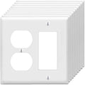 Duplex Outlet/Decorator Rocker Light Switch Wall Plates 2-Gang Switch Outlet Electrical Cover Plate Unbreakable Thermoplastic Faceplate for Light Receptacle Outlet Switch, White (10 Pack)