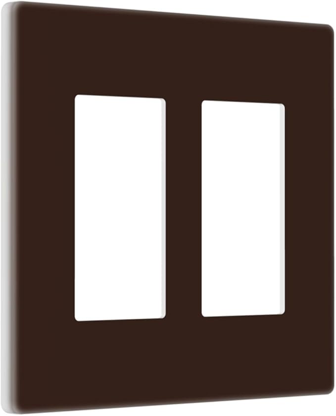 Coffee Brown 2 Gang Double GFCI Decorator Rocker/decorator Light Switch Cover Decorative Outlet Wall Plate Electrical Faceplate Screwless