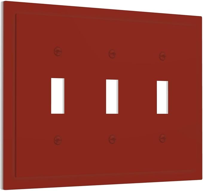 Decorative Brown/Wine Red 3 Gang Toggle Light Switch Wall Plate Cover Triple Toggle, Dark Solid Red Three Toggle Decorator Light Switch Face Wallplate Oversized