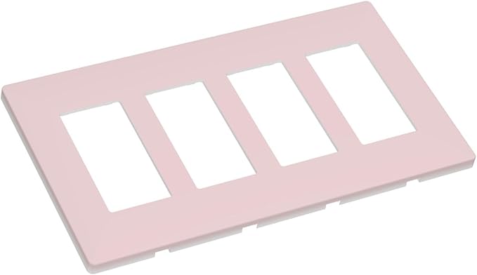 Rose Purple Pink 4 Gang Quad Rocker/GFCI/Decorator Light Switch Cover Plate Decorative Electric Faceplate Decorative Switchplate Screwless
