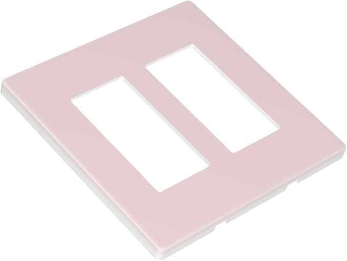 Pink 2 Gang Double Decorator Rocker Light Switch Cover Decorative Cute Girly Girl Bedroom Outlet Switch Face GFCI Wall Plate Electrical Switchplate Screwless for Dimmer