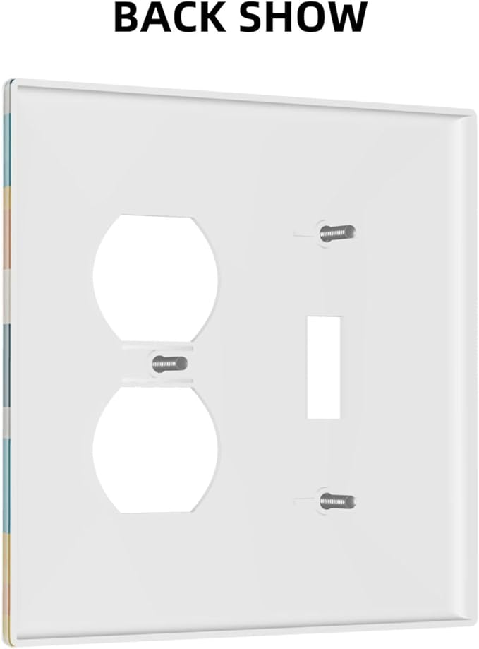 Decorative Switch Cover Plate with Retro Mid-Century Modern Sunburst Motif Design Toggle Duplex Wall Plate 2 Gang Light Switch Cover Outlet Covers for Abstract Teal/Yellow/Orange Wall Decor