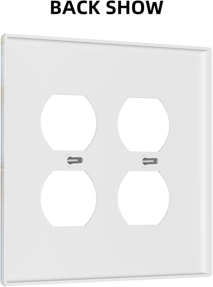 Decorative Outlet Covers Abstract Gold Marble Design with White & Gold 2 Gang Wall Plate Double Duplex Receptacle Light Switch Cover Switch Plate Cover for Modern Luxurious Decor
