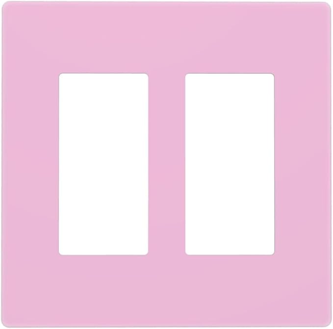 Decorative Purple 2 Gang Double GFCI Decorator GFCI Light Switch Cover, Violet Lavender Light Purple Romantic Lovely Outlet Wall Plate Electrical Faceplate Cover Screwless for Dimmer