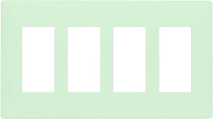 Green 4 Gang Quad Rocker/GFCI/Decorator Light Switch Cover Plate Decorative Electric Faceplate Decorative Switchplate Screwless