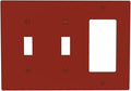 Decorative Dark/Wine Red 3 Gang 2 Toggle 1 GFCI/Decorator Combination Light Switch Cover, Chestnut Maroon Red Brown Triple Combo Toggle/Rocker Electrical Outlet Switches and Face Wall Plate Cover