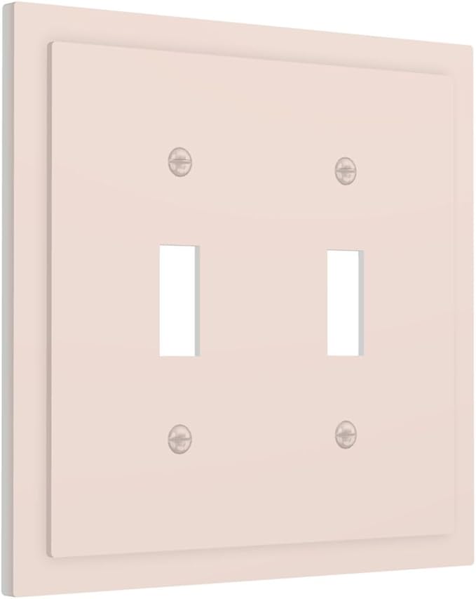 Decorative Solid Yellow Beige 2 Gang Toggle Light Switch Face Wallplate Cover, Thick Tan/Cream Electrical Double Device Decorator Switch Wall Plate Outlet Covers