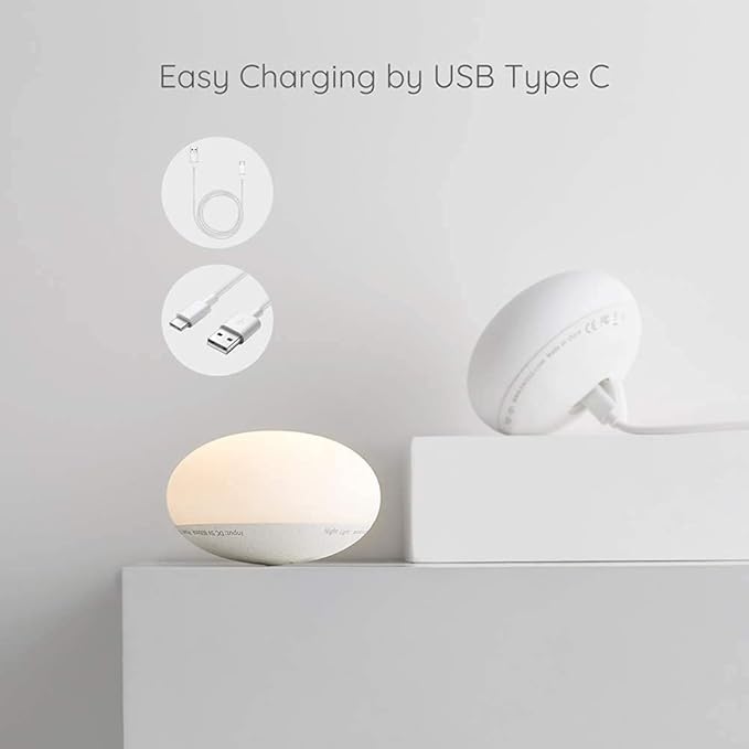 EASZZZ Baby Night Light, Nursery Night Lamp for Breastfeeding, Soft BPA Free Silicone Touch Night Lamp, Eye Caring, Easy Flip Design, Stepless Dimming, 1-Pack